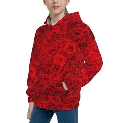 Red Rose Kid Hoodies Boys Sweatshirts Girls Pullover with Pocket2