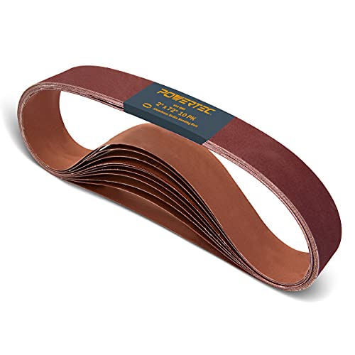 POWERTEC 2 x 72 Inch Sanding Belts 400 Grit Aluminum Oxide Grinding Belts for Belt Grinder Wood & Paint Sanding Metal Polishing Knife Sharpening 10PK (110790)