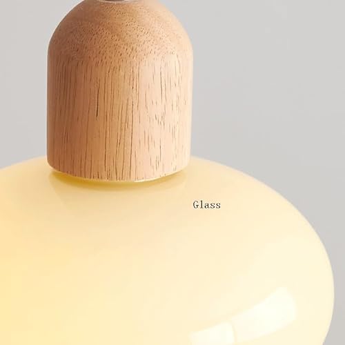 White Glass Lampshade Pendant Lights with E26/E27 Wood Base Lamp Three Color Dimmable Bedroom Decorative Hanging Light [3]
