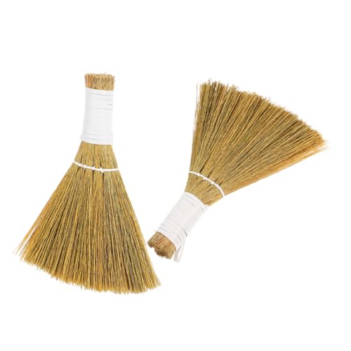 Garneck 2pcs Small Handheld Broom Portable Mini Desk Sweeping Brush for Efficient Home Office Cleaning Soft Grass Tool for Gentle Surface Care