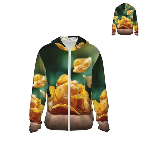 Men's UPF 50+ Sun Protection Hoodie Long Sleeve Fishing Shirts Quick Dry Potato Chips Sun Shirt Jacket