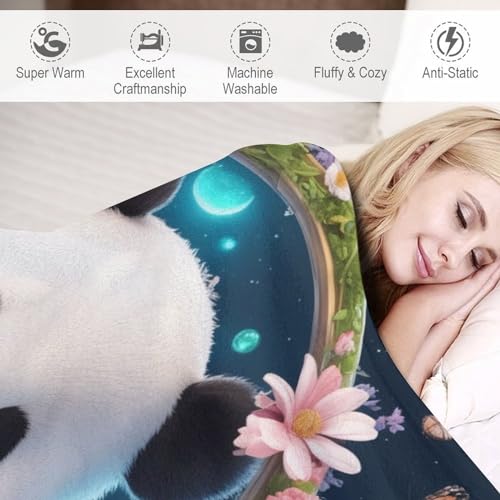 Couverture panda flannel douce plaid chaud lit canapé voyage 130x180