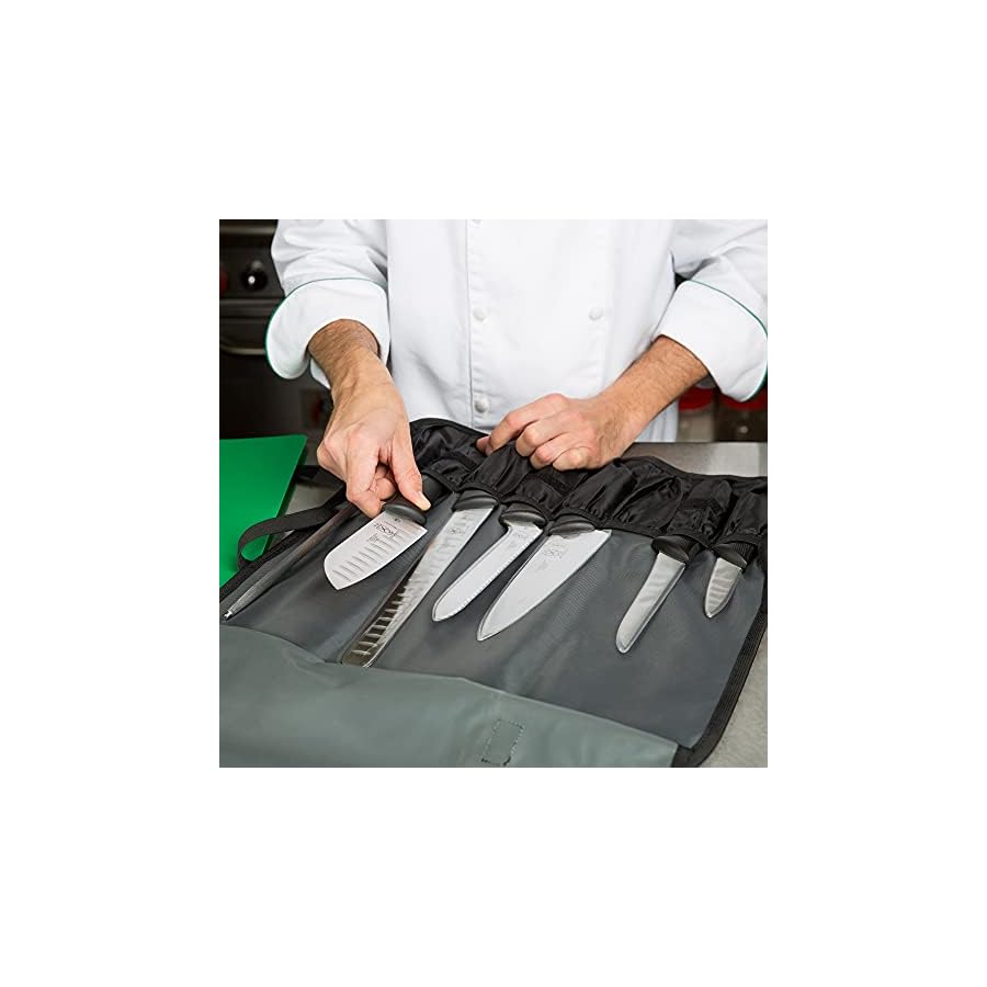 Mercer Culinary Millennia 8-Piece Knife Roll Set, Black Handles