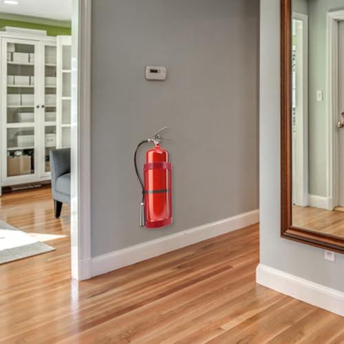 Soporte de acero para extintor rojo en pared 4
