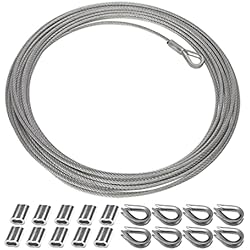 Persianas Acero Inoxidable Precios BuxiuGK 1 Rollo 10 Metros Cuerda Cable de Acero Inoxidable de 2mm,10 lazos de engarzado de aluminio y dedales de cuerda de alambre M2 para Exteriores