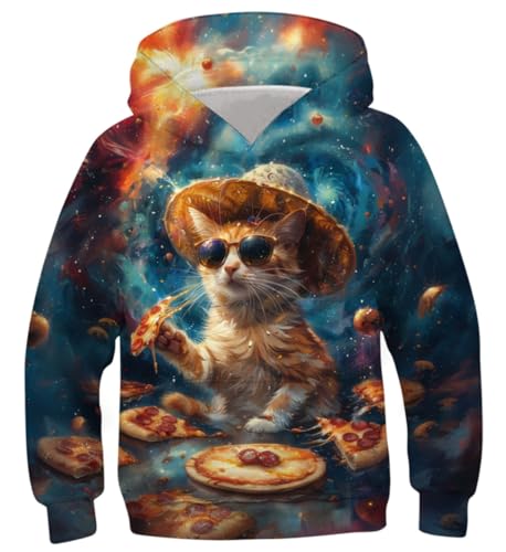 Belovecol Pullover Jungen Pulli Kinder Jungen 3D Pizzakatze Hoodie...