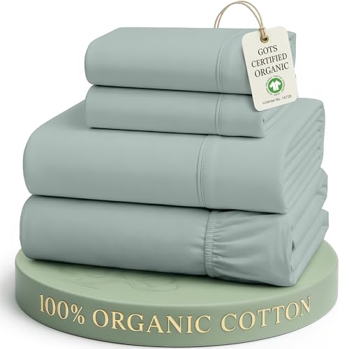 Image of LANE LINEN King Size Bed Sheet Set 100% Organic Cotton Soft - French Blue | Pure Long-Staple Organic Cotton King Sheet Set - Easy-Care Machine Washable, Breathable For Year-Round Sleep