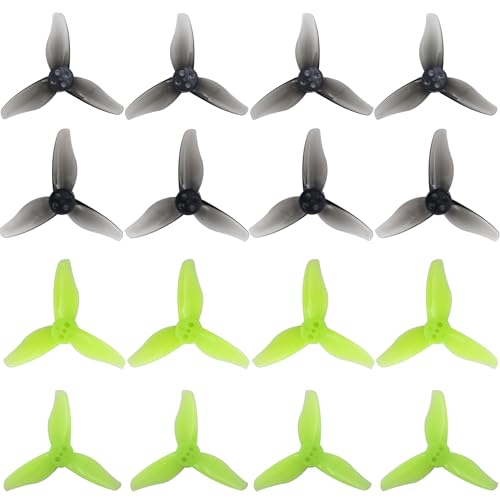 HOPLEX RC Propeller 2023 2 Inch 3-Blade Propeller 3 Holes Props for Gemfan Hurricane for 1105-1108 Brushless Motor RC Drone FPV Racing Toothpick 8CW 8CCW(Gray, Green)