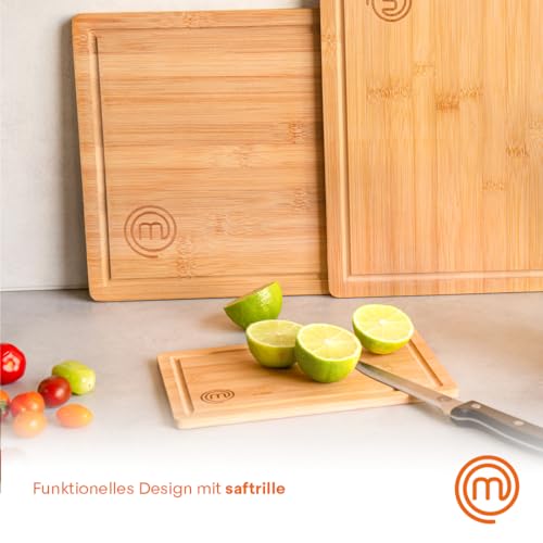MasterChef Schneidebretter Holz, Schneidebrett Set mit 3 Bambus Holzbrett – Ansicht 4