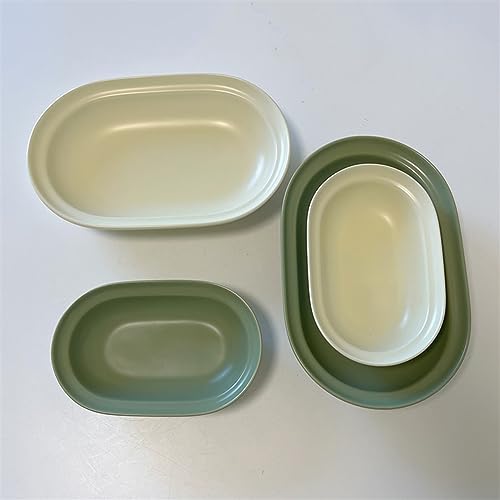 Assiette à dessert ovale en céramique empilable pour optimiser vos placards
