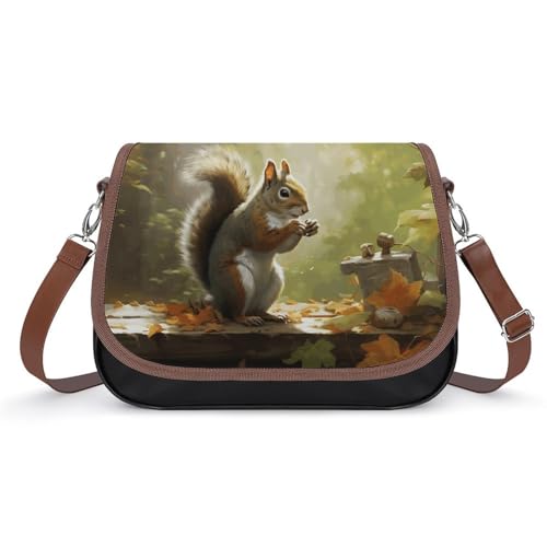 Sac à bandoulière en cuir pour femme motif écureuil original