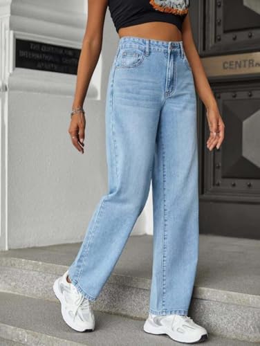 Image of KOTTY Women's High Rise Cotton Lycra Blend Ankle Length Relaxed Fit Jeans Light Blue (Blue,34) KOTTYLADIESJEANS1099XXL