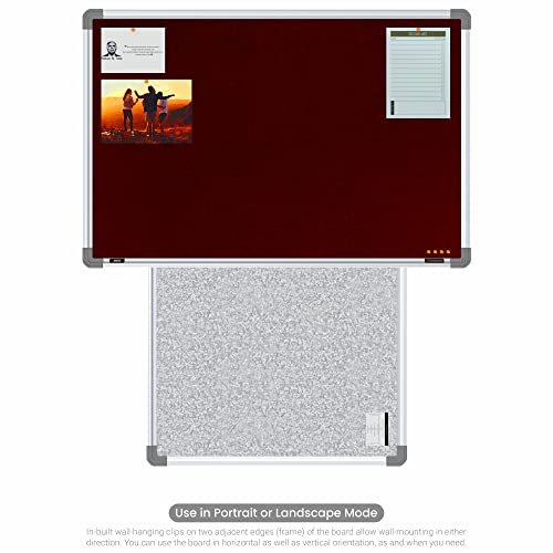 Image of Scholar Art Metis 2x3 Feet Fabric Pin-up Board for Wall & Study Table | High Strength Velvet Cloth + High Density Soft Board for Pinning Photos, Sticky Notes & Reminders (Maroon)