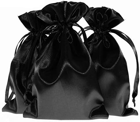 KnitialKnitial 3" x 4" Satin Black Gift Bags, Jewelry Bags, Wedding Favor Drawstring Bags Baby Shower Christmas Gift Bags 50 per Pack