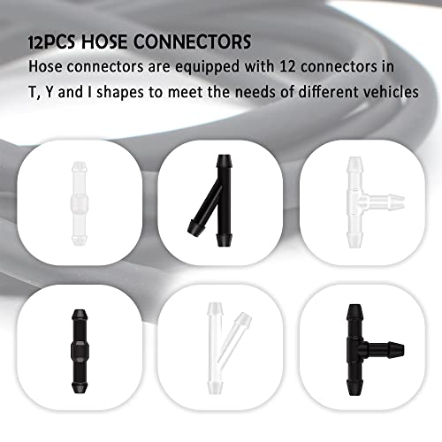 Windshield Washer Hose Repair Kit with 13Ft Automotive Replacement Windshield Washer Hoses+12 PCS Hose Connectors,Compatible with Most Cars SUVs Trucks Washer Fluid Tank & Washer Nozzles(Style C) - Image 6