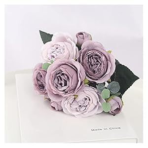 XMYINGWEI Kunstbloemen 1 Boeket 9 hoofden Kunstbloemen Pioen Thee Rose Herfst Zijde Nep Bloemen voor Woonkamer Thuis…