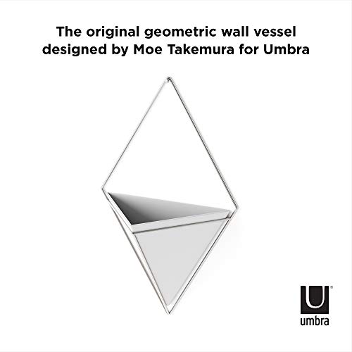 Umbra Trigg Hanging Planter Vase & Geometric Wall Decor Ceramic Container - Great For Succulent Plants, Air Plant, Mini Cactus, Faux Plants And More, Large, White/Nickel #TOP5