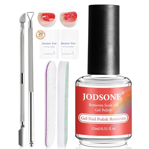 JODSONE 15 ml de gel para uñas y toallitas con alcohol, no es necesario remojar o envolver, kit de removedor de uñas, adecuado para principiantes en manicura familiar