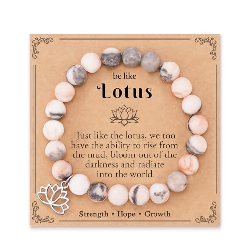 Lotus Bracelet with Inspirational Card for Women- Symbol of Strength, Hope and Growth