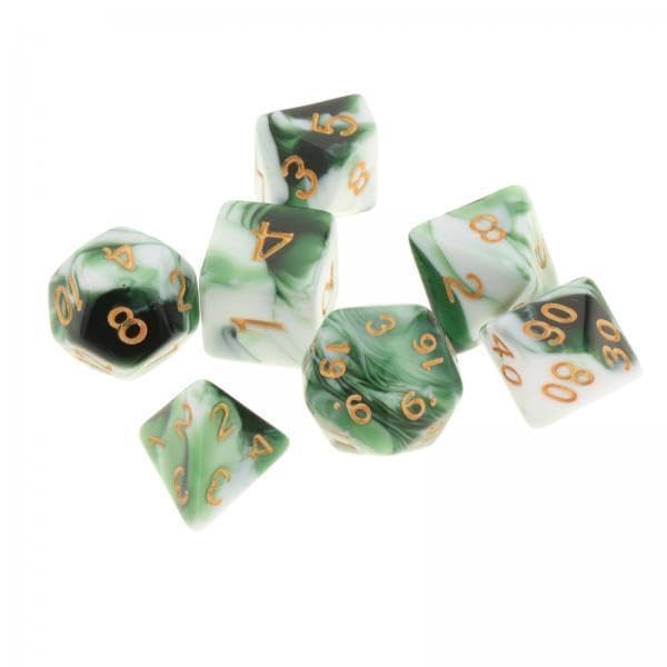 UJEAVETTE Toy 10xPolyhedral Dice Board Games Double-Colors Family Games for DND RPG White Green Accessories & Dice-image-43