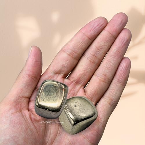 Image of Crystal Heaven Pyrite Healing Tumbled Stone,Natural Polished Crystals For Diy Crafts,Manifestation,Meditation,Pooja Feng Shui And Reiki Healing(30 Grams)