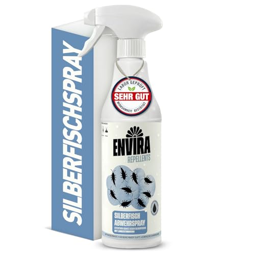 Envira Silberfisch-Spray 500 ml - Hochwirksames Abwehrspray gegen Silberfische & Papierfische mit Langzeitwirkung - Effektive Alternative zu Falle & Köderdose - Dezenter Zitrusduft geruchsarm