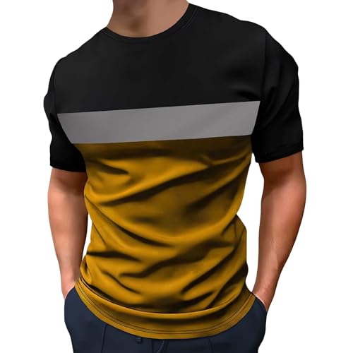 Chemise décontractée à manches courtes homme bicolore avec col rond élégant