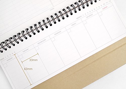2YOUNG Stojący planer tygodniowy Kraft – Wirebound Kraft Undated Weekly Desk Planner Planner (rzemiosło)