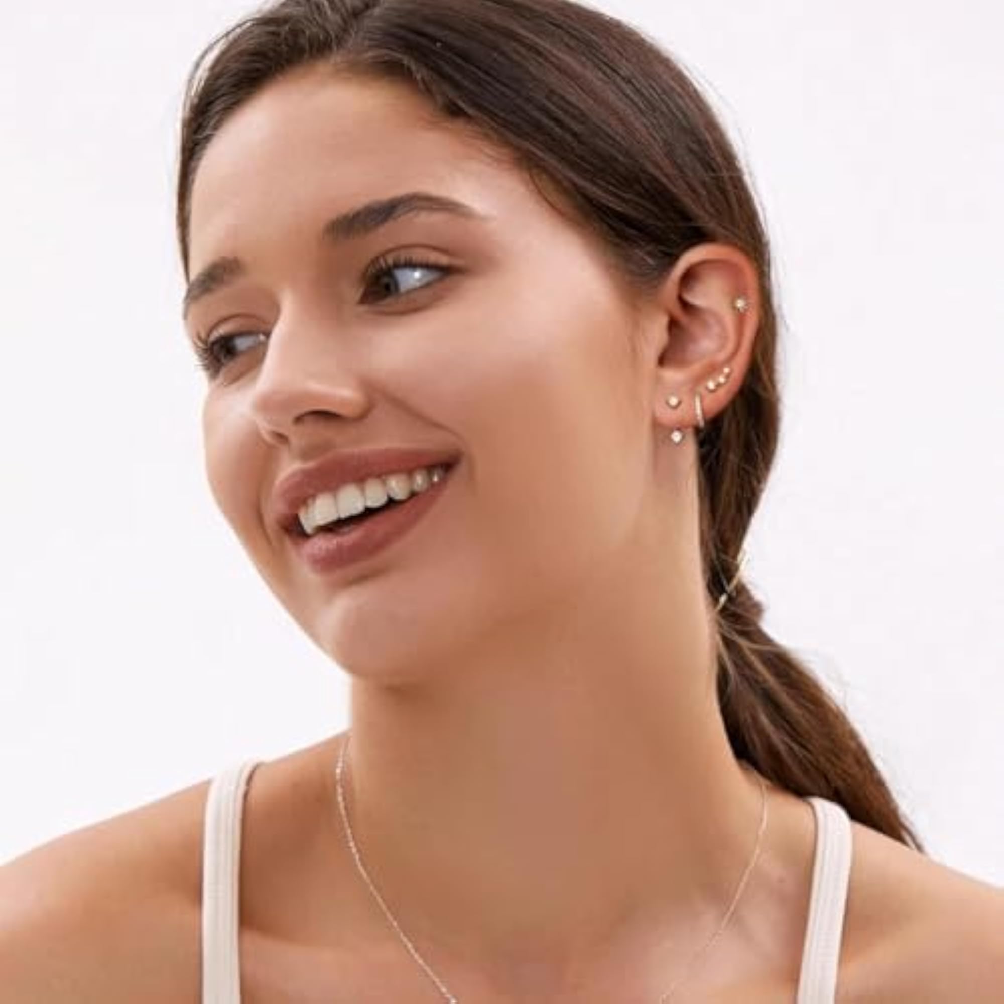Women's Gold Plated Set of 6 Earrings, Elegant Gift