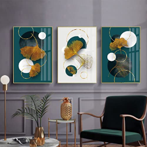 Tableau ginkgo moderne abstrait salon | Toile décoration murale 60x80cm - 2