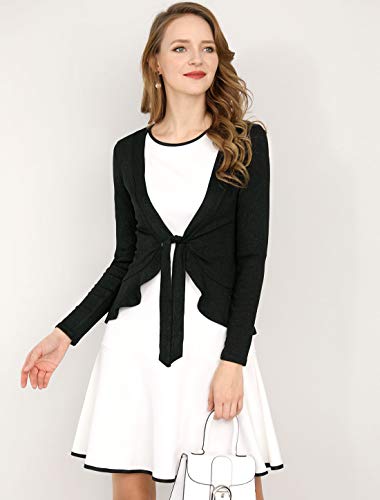 Image of Allegra K Women's Tie Front Cardigan Dressy Casual Cardigan Draped Ruffle Shrugs for Women Dresses
