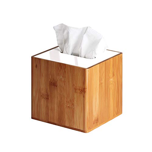 JackCubeDesign Bamboo Square Tissue Box White Acrylic Cover Holder Case Storage Case St