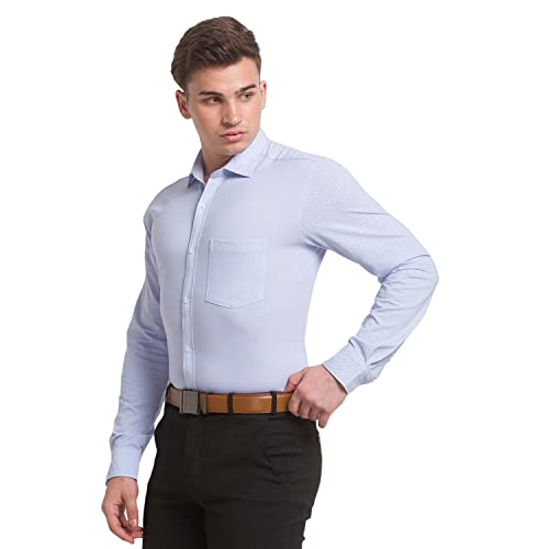 Image of Park Avenue Men's Cotton Blend Print Pattern Slim Fit Narrow Collar Full Sleeve Formal Shirt
