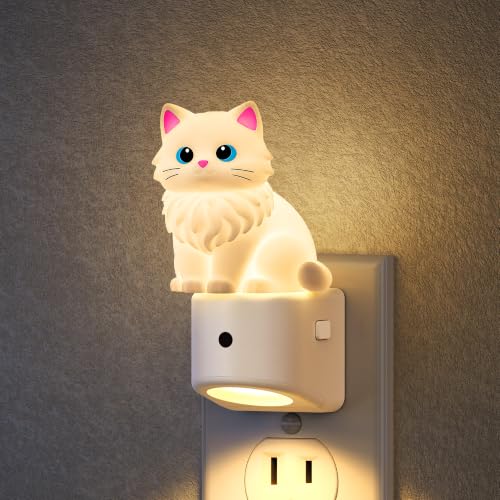 Image of DORESshop LED Night Light for Kids, Ragdoll Cat Night Lights Plug into Wall, 8 Colors+ Soft White 3000K Nightlight, Dusk to Dawn Sensor, Nightlights for Kids Room, Bedroom, Birthday Gift