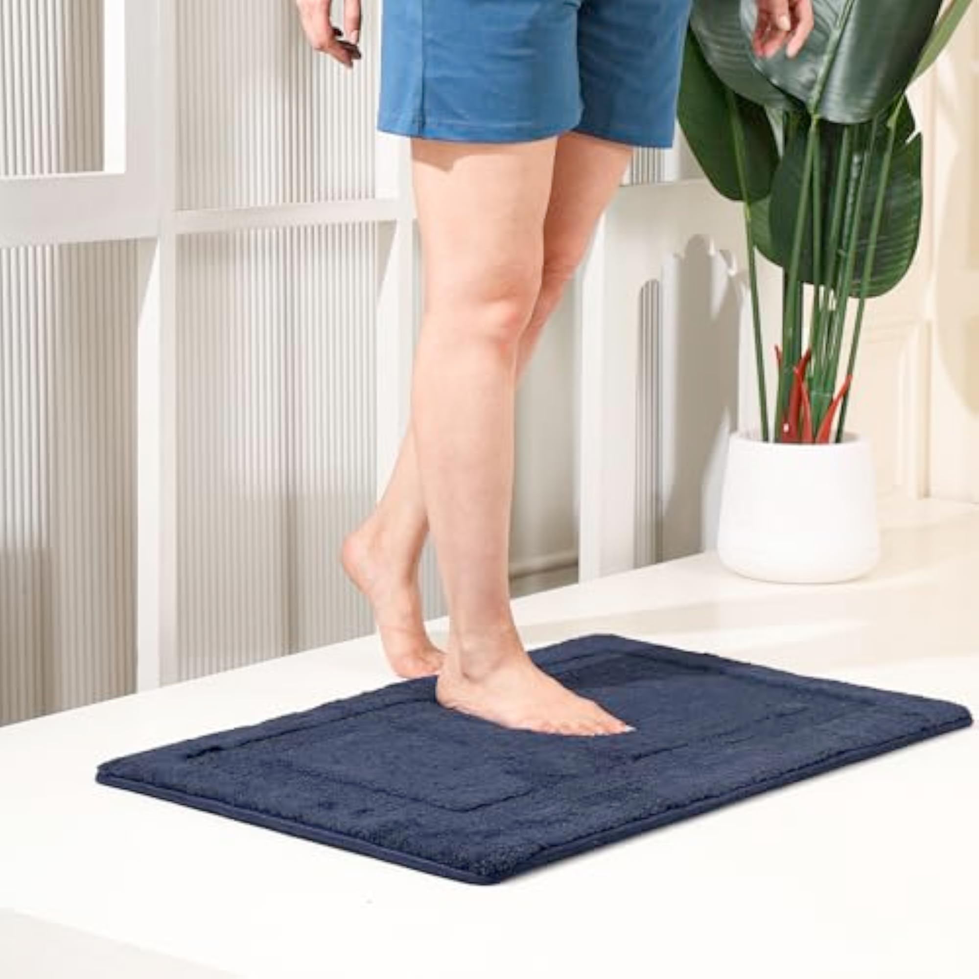 Pack of 2 Thick Memory Foam Bath Rugs, Machine Washable
