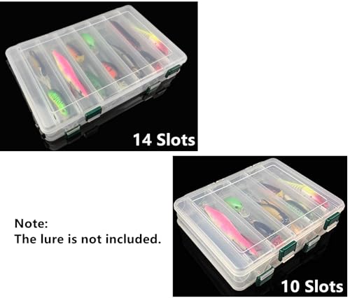 Caja organizadora para anzuelos y señuelos de pesca doble cara Milepetus Angelkoffer plástico claro 14 compartimentos miniatura 4