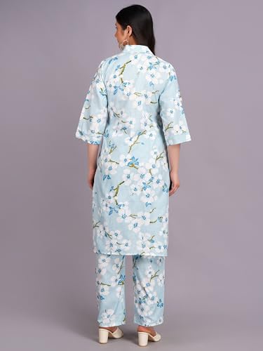 Image of Women's Printed Cotton Blend Co-ord Set Top & Bottom Two-Piece Set Casual & Office Wear