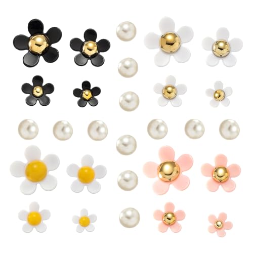 Image of Kyleryns Flower Shoe Charms for Clog Sandals Bracelets Accessories Decoration, Summer Cute Daisy Pearl Shoes Charm for Adults Women Birthday Party Favor