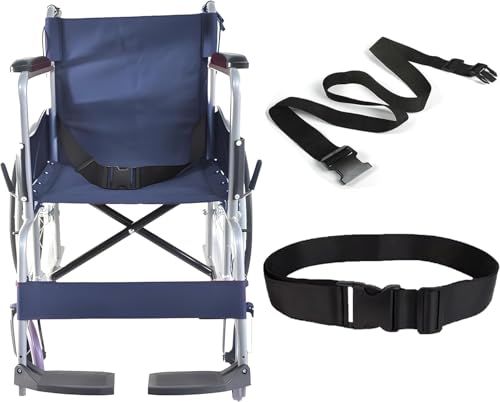 Image of OTICA Wheelchair Safety Strap Seat Belt, Adjustable Length - Black Anti-Slip and Anti-Fall Wheelchair Fixation Belt, Extra Long Size-Suitable for Obese People (Buckel belt)