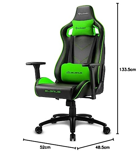 Gaming Elbrus 2, Finta Pelle, Nero/Verde, normale - Sedia gaming - Immagine 2