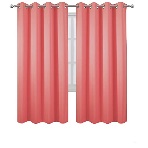 Image of LEMOMO Coral Thermal Blackout Curtains /52 x 72 Inch /Set of 2 Panels Room Darkening Curtains for Bedroom