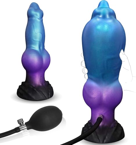 Anal Dog Dildo Aufblasbarer Knot Analdildo mit Saugnapf Diloschwanz für Männer Fantasy Inflatable Dildo Groß Analplug für Frauen Realistische XXL Dildos Fetisch Analdehner BDSM Analspielzeug für Paare