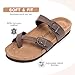 FITORY Women's Slide Sandals with Soft Cork Footbed, Comfort Arch Support Flat Sandals for Summer Brown Size 8