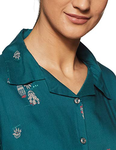Image of Longies Women's Rayon Pyjama Night Suit Regular Capri Set ((LGRCSSY005 Blue Small) S)