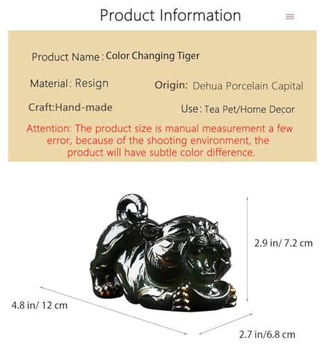 Estatua de resina color cambiante tigre para té feng shui miniatura 5