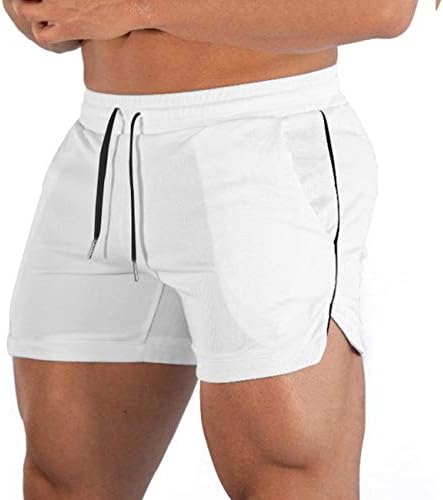 EVERWORTH Men's Athletic Shorts Gym Workout Short Shorts Casual Shorts Running Bodybuilding 5 Inch Inseam Shorts White US XS