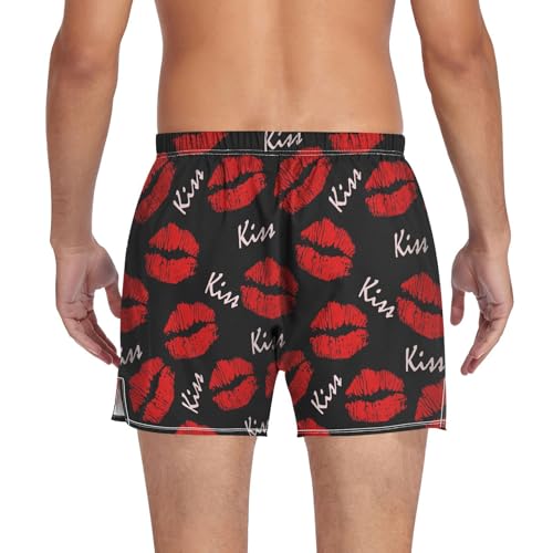 ALAZA Sexy Red Lips Kiss Print Underwear Man Men's Boxer Briefs Soft & Breathable Cotton Panties, S2