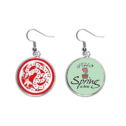 Pendientes de serpiente del zodiaco chino en papel cortado joyas decorativas de año nuevo para mujer