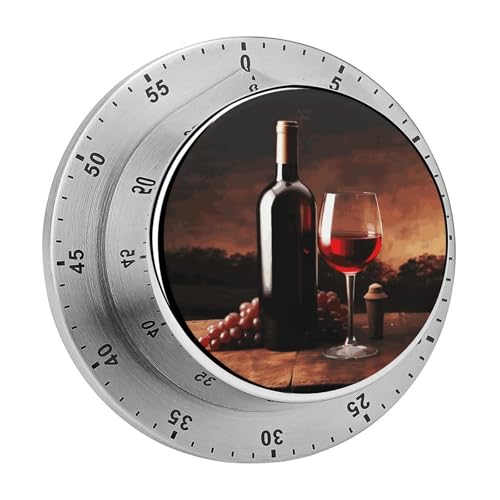 Red Wine & Bottle Kitchen Timer, Magnetic, No Batteries