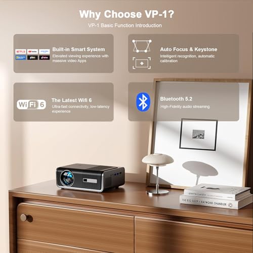 AuKing Projector, Built-in Apps & Auto Focus, 2026 Upgraded Mini Projector, Full HD 1080P Home Theater Video Projector, Compatible with HDMI/USB/AV/Smartphone/TV Box/Laptop(Black) by AuKing - Image 7
